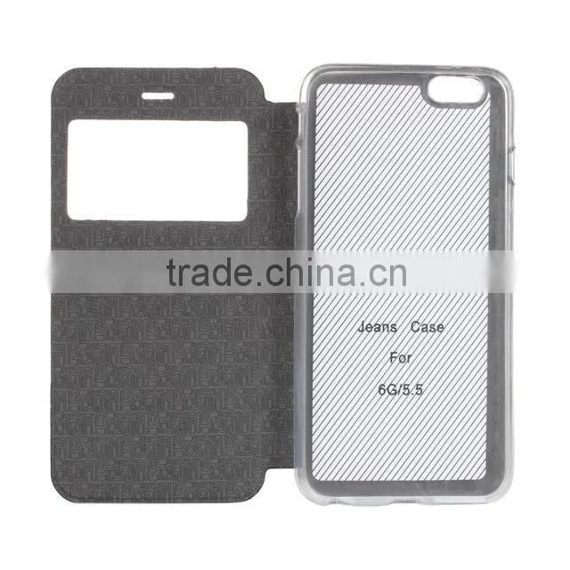 2015 latest popular style cowboy grain mobile phone case for apple iphone 6 plus