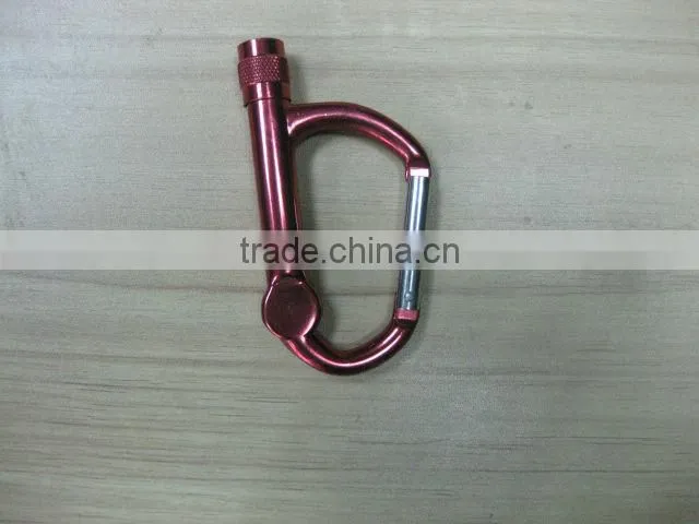 aluminium led flashlight with carabiner and compass