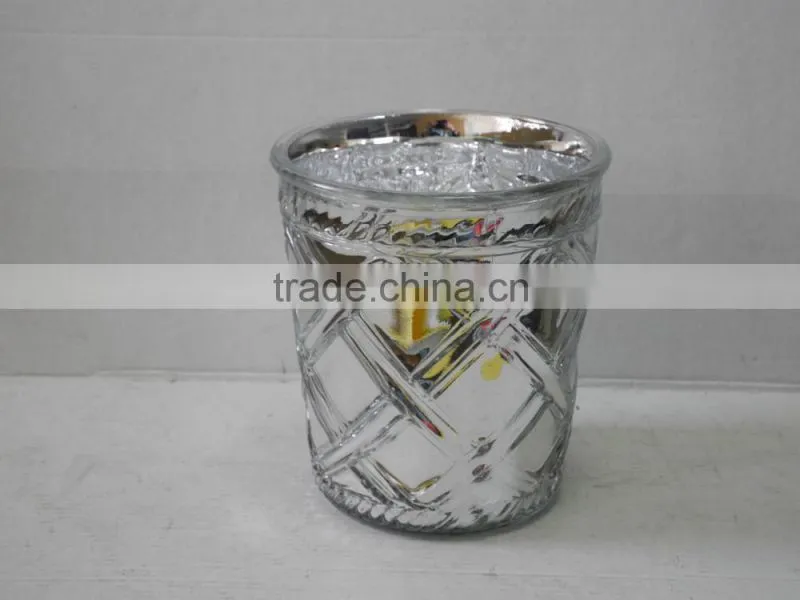 mini wide mouth glass diamond eletroplating silver vase with more style