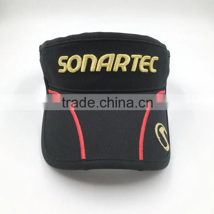 Long brim 100% polyester 3D embroidery men's sports sun visor