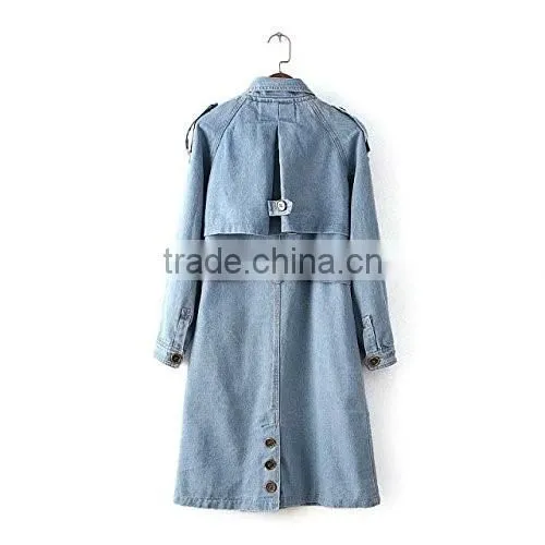 Custom Women's Winter Blue Jean Jacket Casual Single Breasted Denim Coat