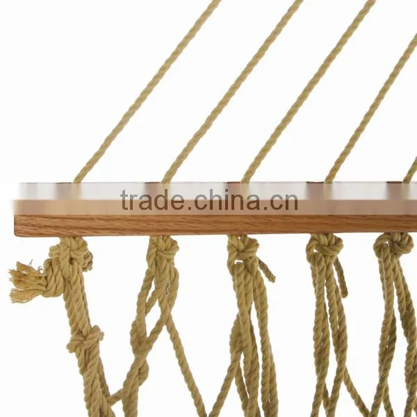 Folding Cotton Rope Wooden Bar Hammock With Stand