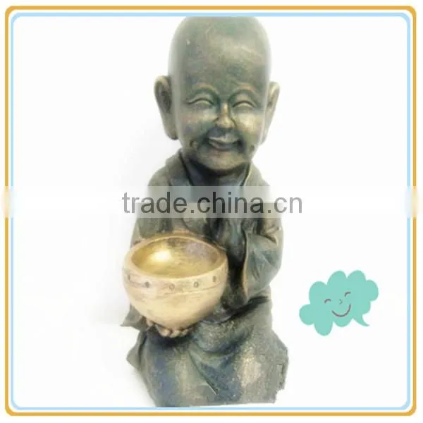 Sitting Monk Hands Covering Eyes Resin Craft