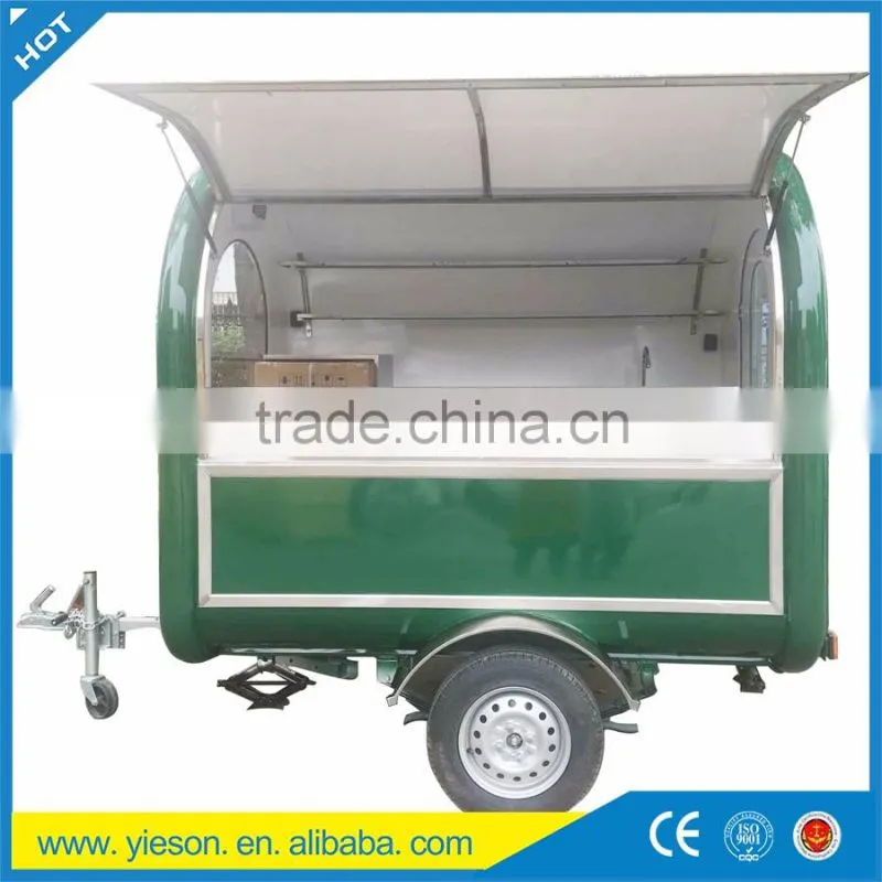 0.3 ton food cart trailer / hot dog cart churros food trailer with 12 months / 2.2 m length mobile food trailer