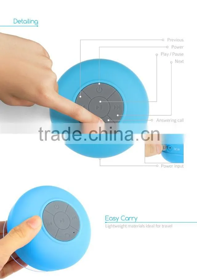 2014 Newest Multi-functional Bluetooth Shower Speaker W/ Built-in Micphone Supports Hands-free Calling & Stereo Music Play