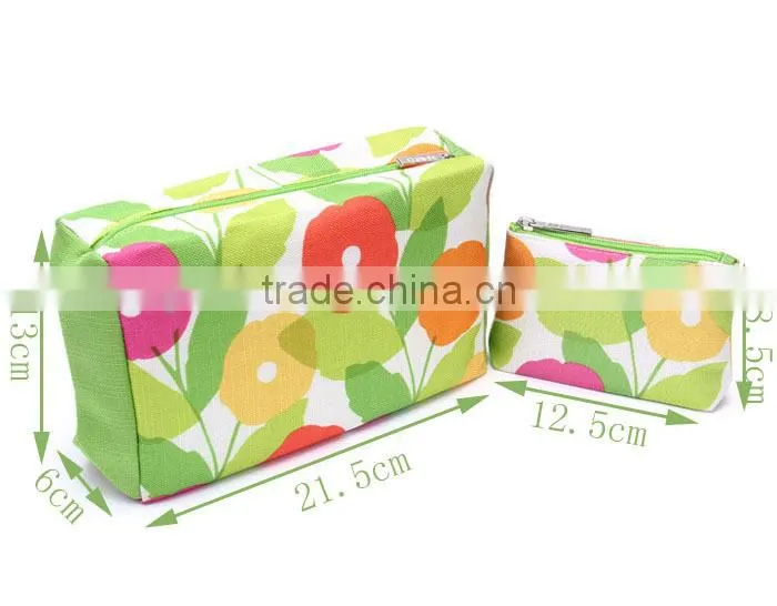 2015 new design 600D polyester PVC printing zipper cosmetic bag