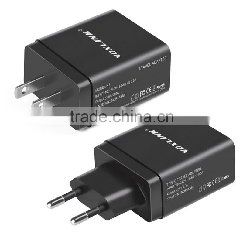 VOXLINK 15W 5V 3A quick USB type c charger adapter with EU plug