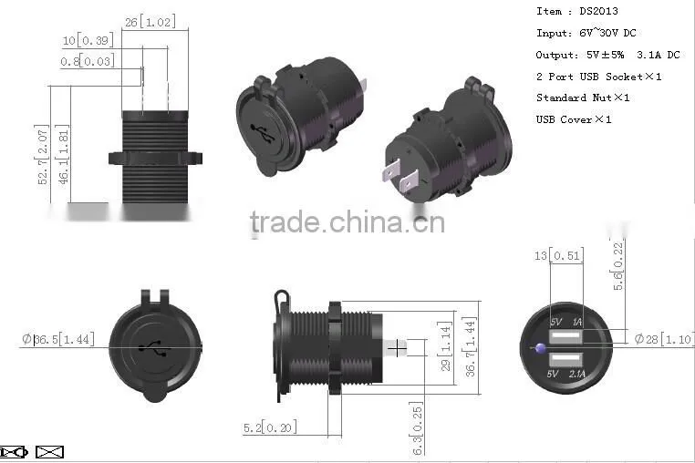 Waterproof Dual USB Charger Adapter Socket 12-24V Outlet Power Marine Motorcycle