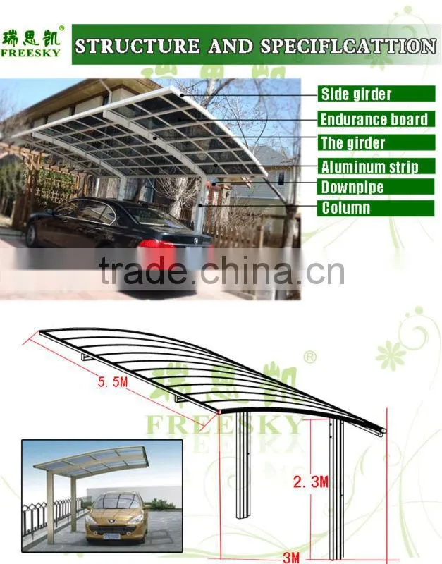 bayer material polycarbonate roof**aluminum double carports canopy