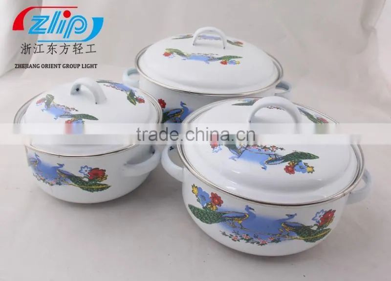 3 Pcs Casserole Straight Shape W/Metal Cover Dark Color Decor