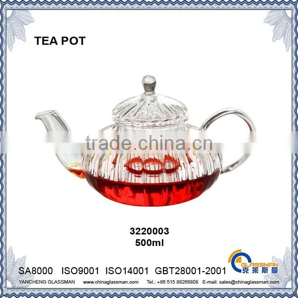 clear borosilicate glass tea pot TC128