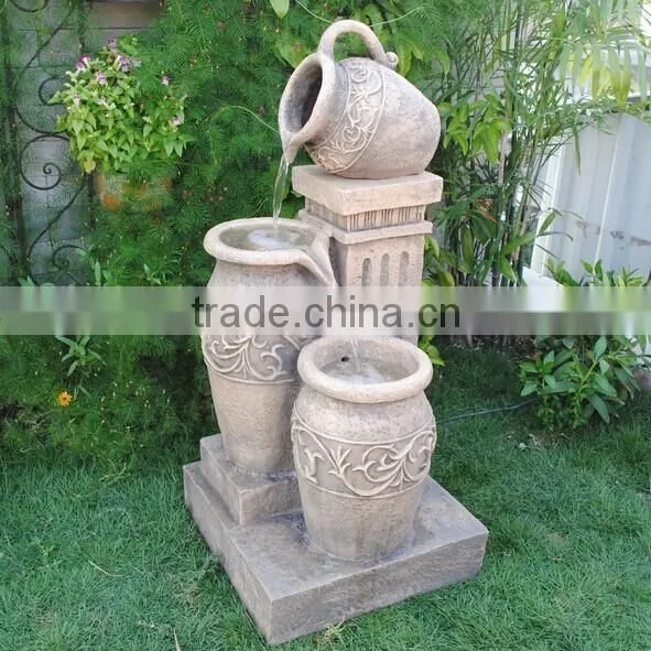 Hotsale Three Jars Polyresin LED Fengshui Products Fountain