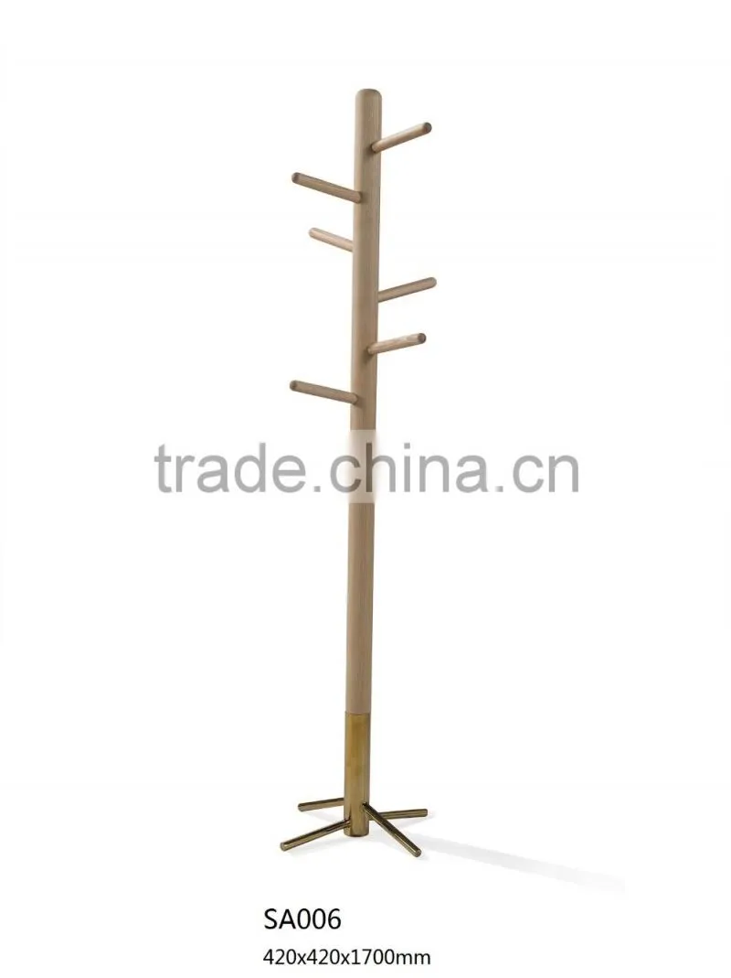 Fashion Simple Designs Light Stainless Steel Modern Wood Coat Rack