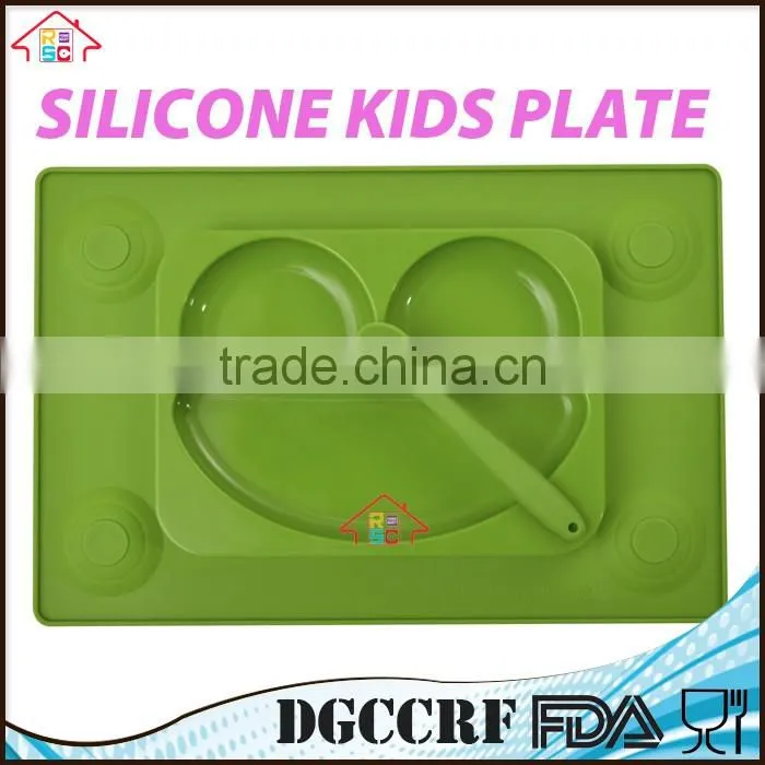 NBRSC Silicone Kids Plates Baby Food Mat Silicone Suction Placemat Happy Face Feeding Plate for Toddlers