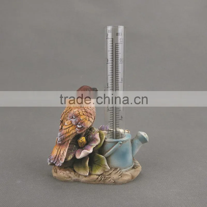 Cute Resin Garden Birds Rain Gauge,Polyresin Brid Design Rainfall Records