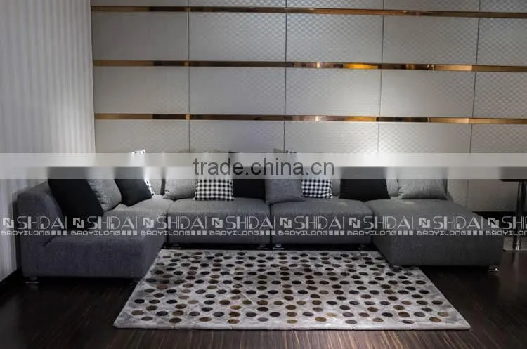 Modern Fabric Corner Sloped Track Arm Gray Sofa with Metal Feet G1125
