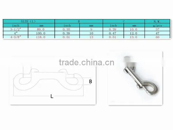 Stainless Steel Rigging Hardware Metal Snap Dog Hook