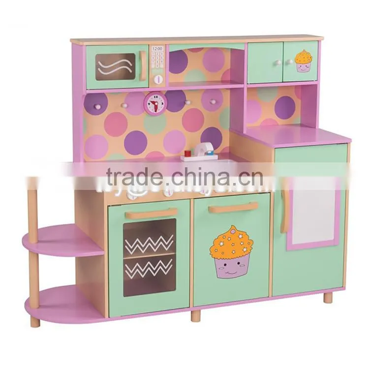 New design educational toys wooden children role play kitchen with accessories W10C280