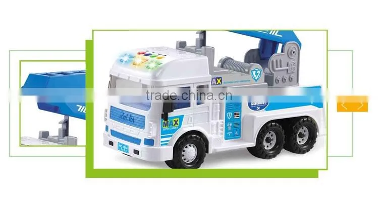 Cheap plastic aerial ladder friction toy diecast forklift truck model