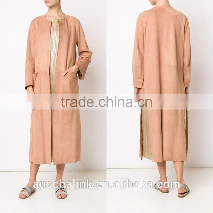 hot sale high quality women long suede coats wholesale