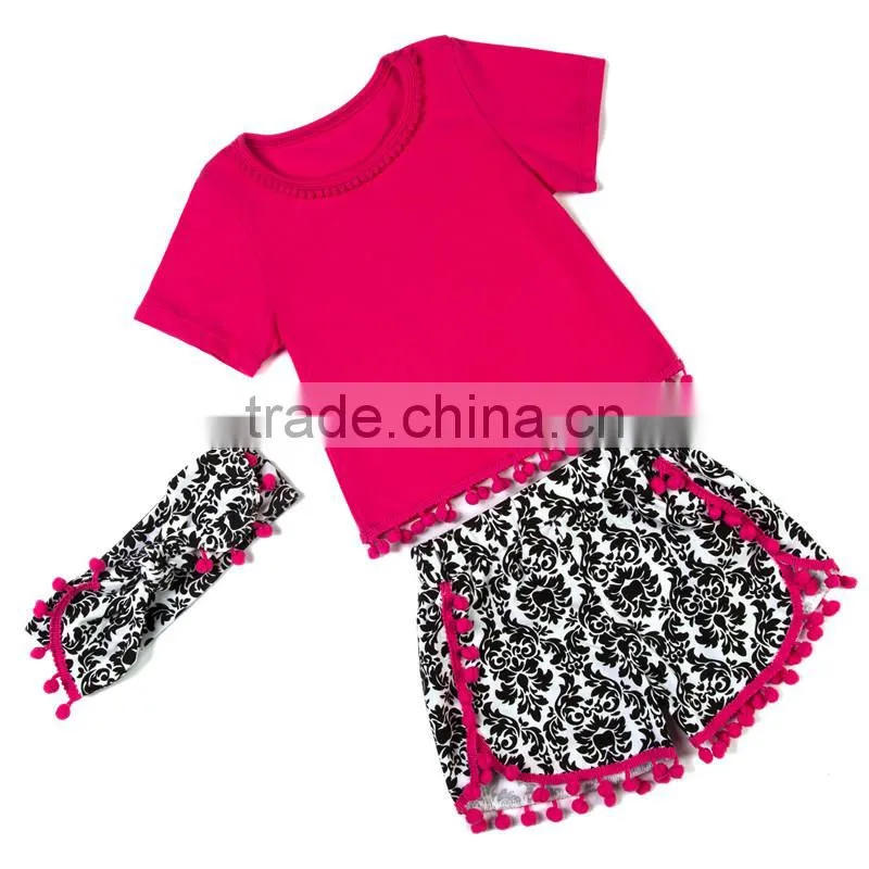 toddler summer outfit children clothes top and shorts 3pcs set