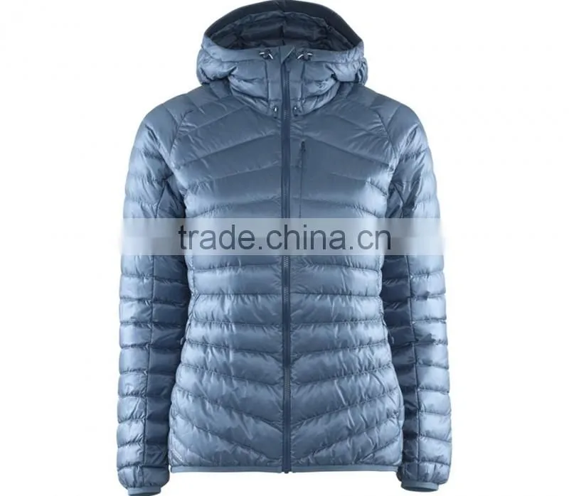 Custom fashion winter ladies down feather jacket with hood 2017 ladies winter jacket