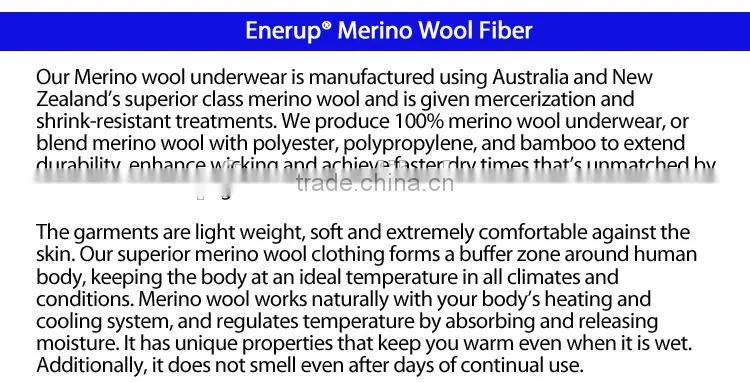 Merino wool winter thermal underwear