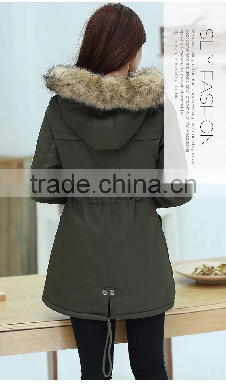 2015 New Design Winter Long Women Cotton Parka