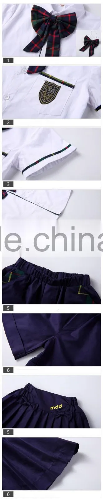 Juqian 2016 wholesale cheap Lovely Unisex Summer Primary Kids School Uniforms