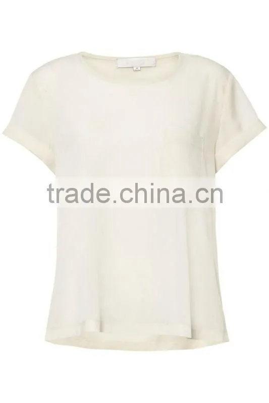 Ladies 100% Cotton Jersey with Patch Pocket