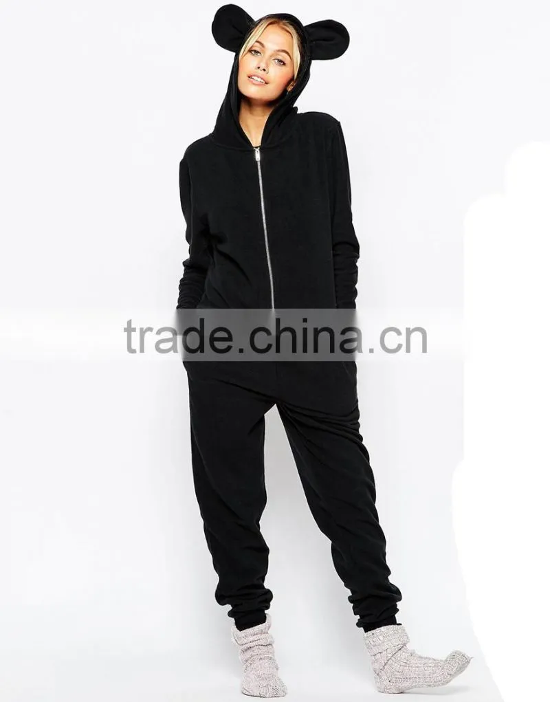 100% Polyester fashion women sleepwear wholesale soft fleece sexy adult onesie