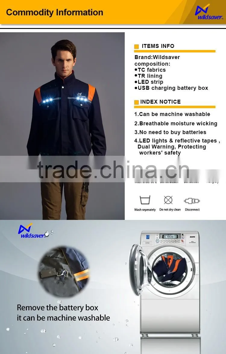 LED flashing safety build coal mine oil field navy blue work wear