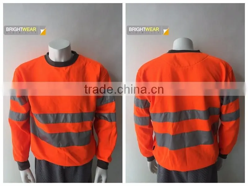 Polyester inner brush fleece jacket safety sweatshirt meet EN ISO20471