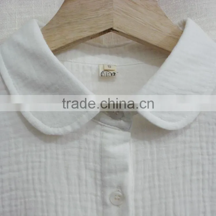 Simple style chiffin wihte V neck no collar 7 sleeve women casual bouse
