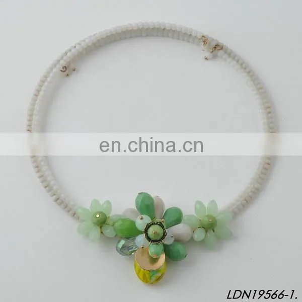 Beaded Choker Necklace with Flower
