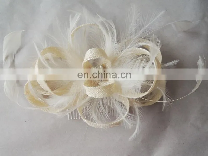 Fashion NEW women white flower Fascinator hair comb