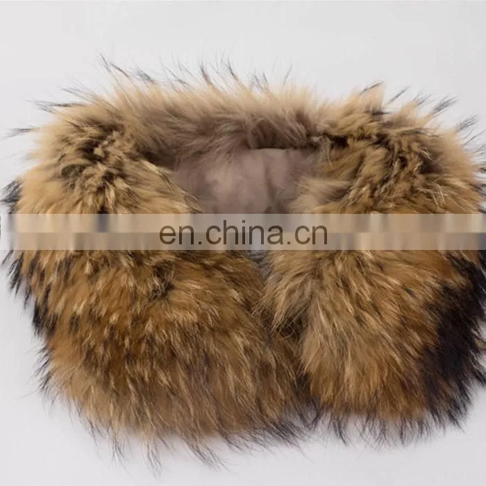 Natural Genuine Raccoon Neck Fur Trim Collar for Jacket