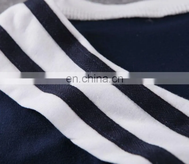 China Supplier 2016 Women Navy Blue Sailor Collar T-Shirt Lady Embroideried Blue Short Sleeve Tops