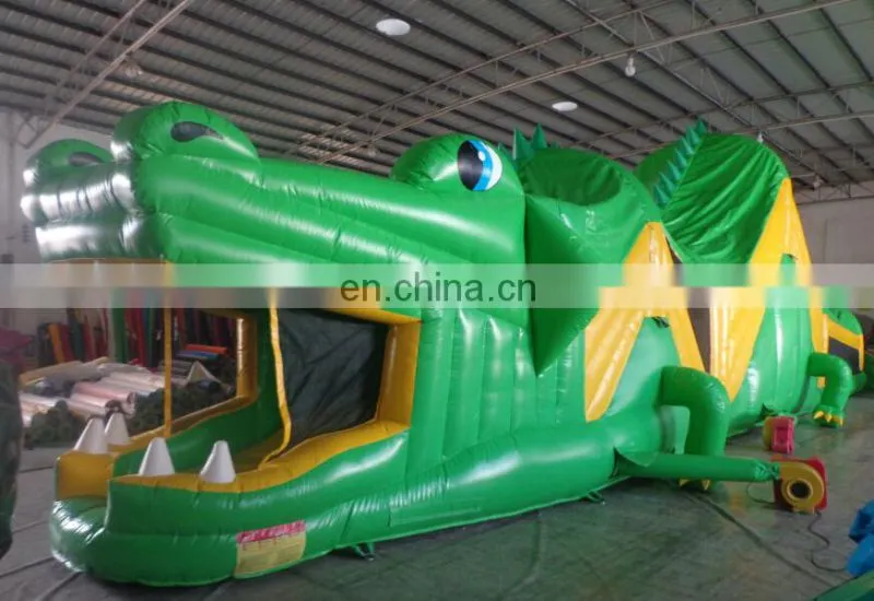 New inflatable green hippo obstacle course