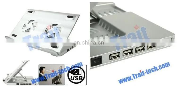 HH-S1001 4 USB 2.0 HUB Metal Feels Design Powerful Laptop USB Cooler Pad