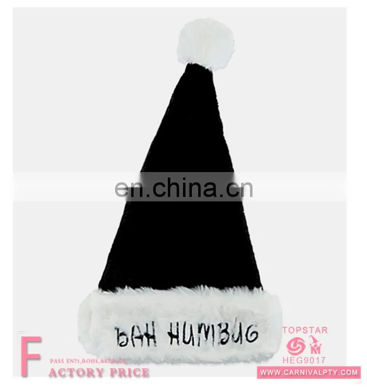 2017 New Designs Adult Bah Humbug Black Novelty Santa Claus Christmas Xmas Hat for Christmas Party