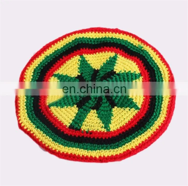 Custom fashion jamaica knitted crochet rasta beanie hat