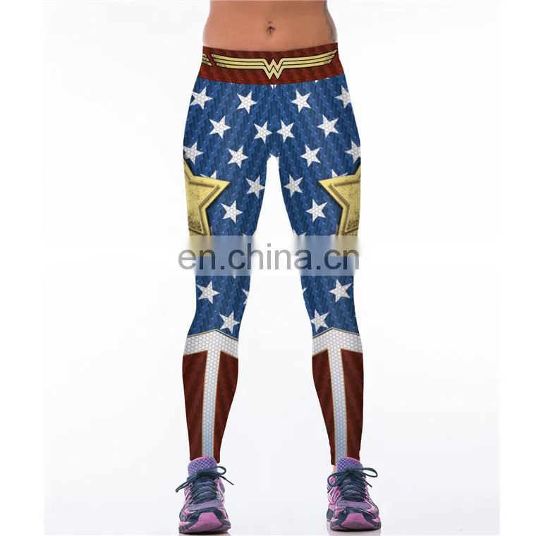 Wonder Woman Sport Fitness Costume High Waist Stretch Gym Trousers Workout Leggings