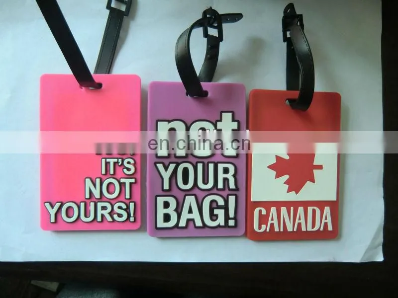 custom made rubber luggage tag with words