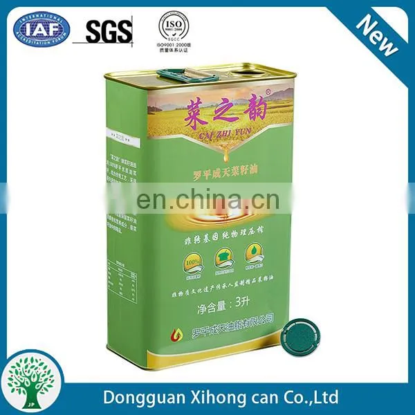 3L oil can olive oil tins square camellia oil cans with plastic lids