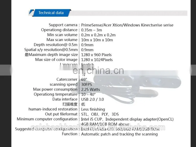 Affordable Price Status 32 Bit Colour Depth 3D Scanner Portable 3D Body Scanner
