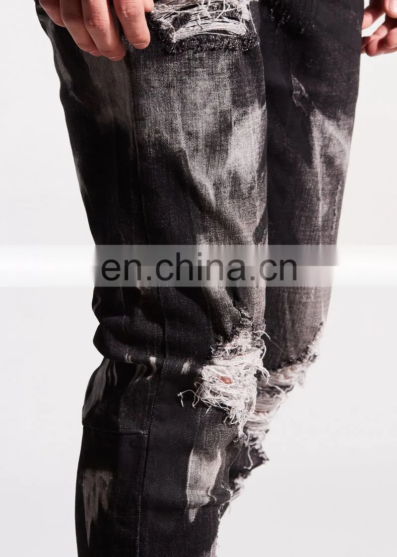 DiZNEW Skinny Jeans Ripped Destroyed Jeans Men Heavy Denim
