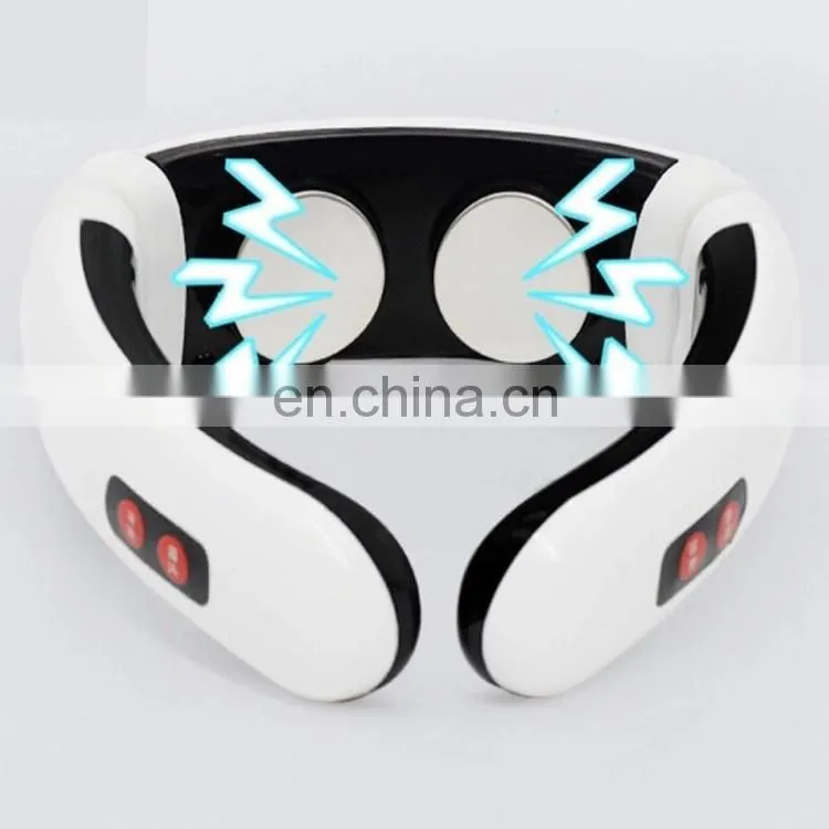 Electric U Shape Back Neck Shoulder Electrical Pulse Shock Body Massager Remote Control With Heat Portable EMS Neck Massager