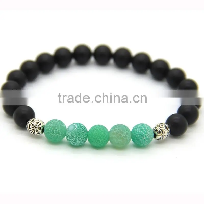 HTB0101 Guangzhou black beads lion head bracelet lava stone bracelet