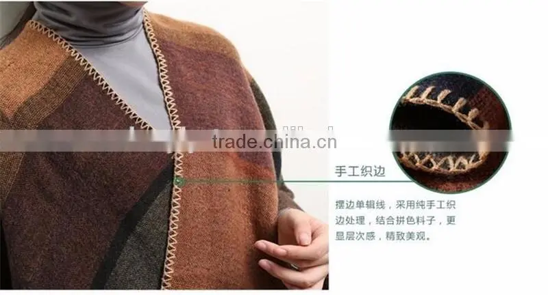 ladies oversize new style women Fashion checked colorful cape shawl